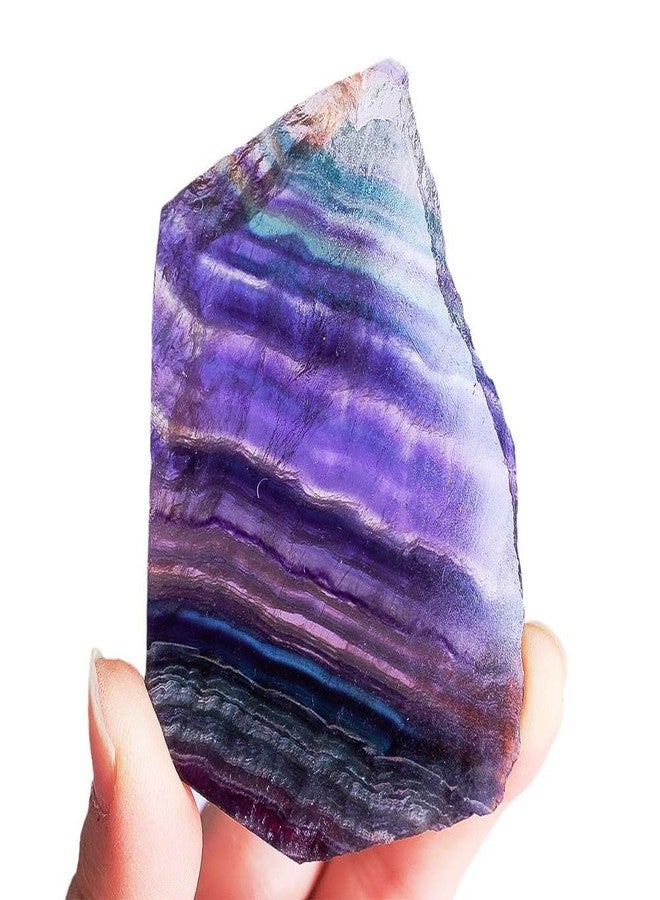 AierCrystal 2PCS Natural Colol Fluorite Slice Crystal Geometry Polishing Raw Stone Mineral Specimen Viewing Stone Aquarium Home Decor (Natural Crystal Fluorite Section, 2PCS/150-250g) - Image 5